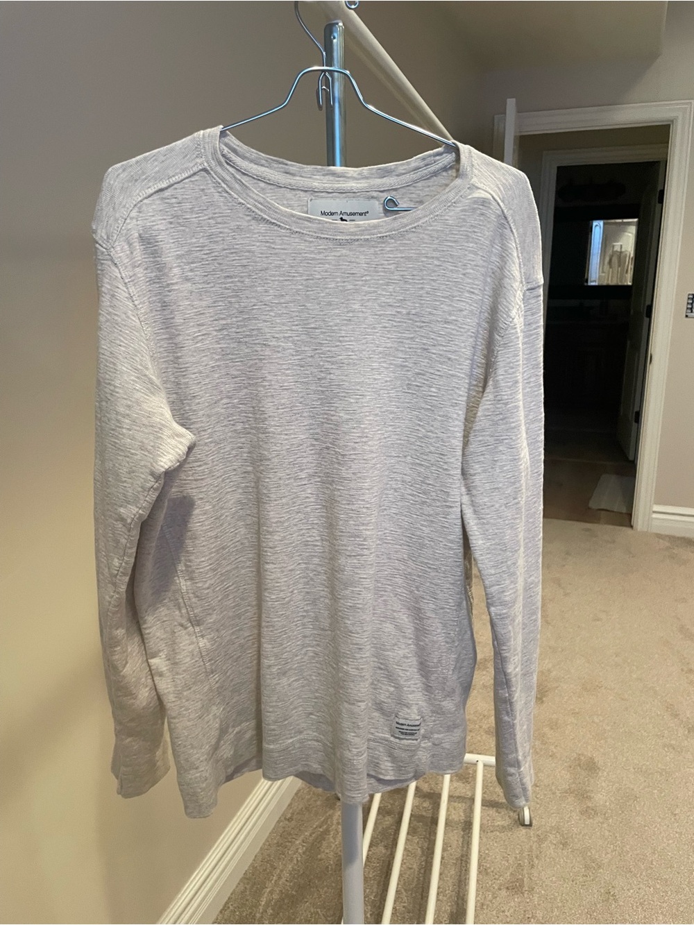 Modern Amusement Men's Heather Light Gray Crewneck Sweater